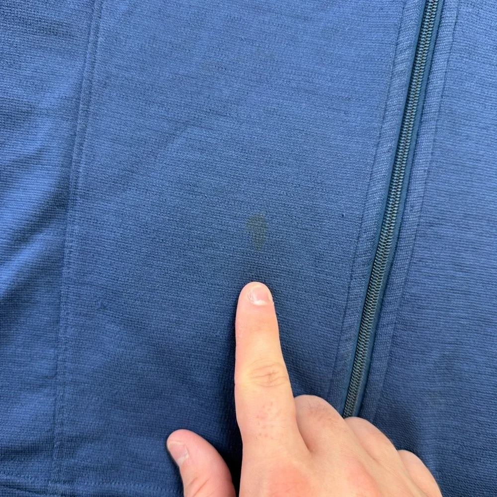 Ibex Vest Womens Large Blue Merino Wool Full Zip Lightweight Hiking Trail Travel